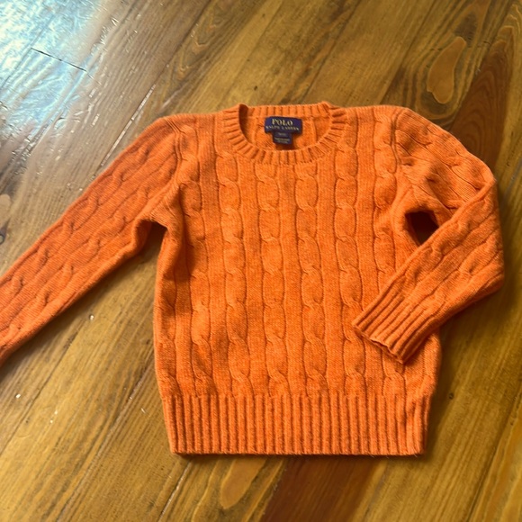 Polo Ralph Lauren Other - Polo Ralph Lauren size 3 Kids 100% Cashmere Orange Classic Cable knit Sweater